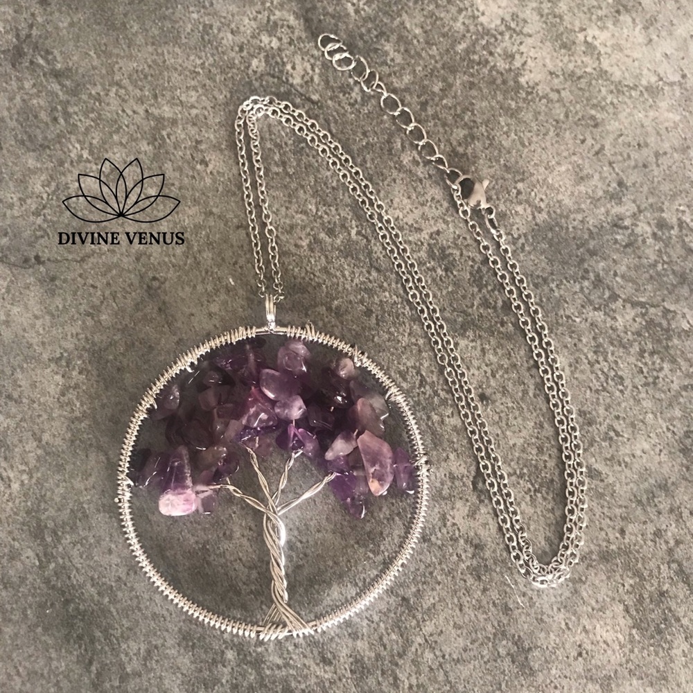 Amethyst Tree of Life Pendant Necklace - Picture 2 of 8